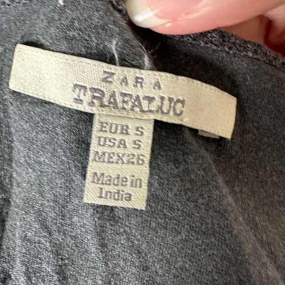 Zara Trafaluc Gray Multicolor Teal Pink Yellow Beaded Aztec Design Tank Top SM - Picture 5 of 10